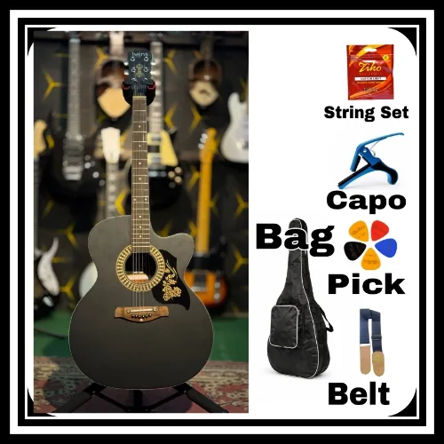Bajra Black Cutaway Acoustic Guitar