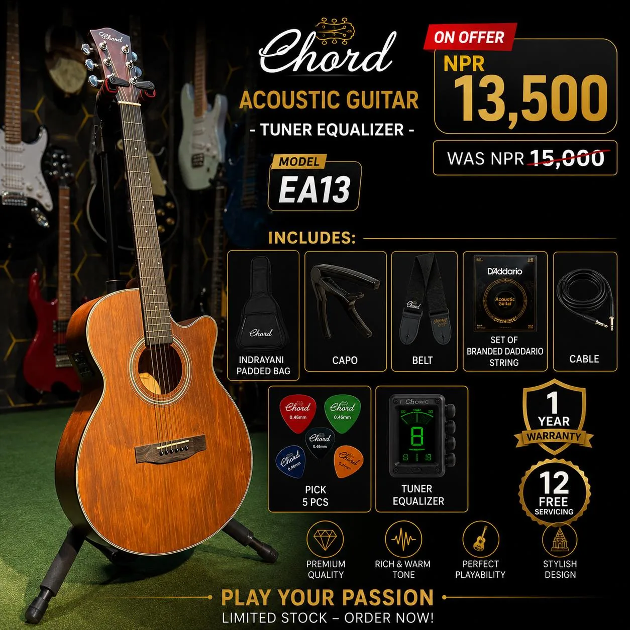 Chord EA13 Tuner Equalizer Guitar