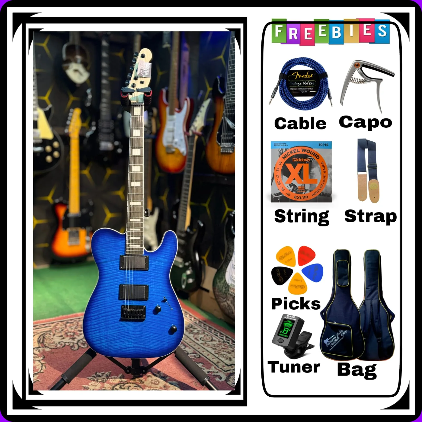 King KG4 Telecaster Style Electric Guitar Heavy Combo Pack