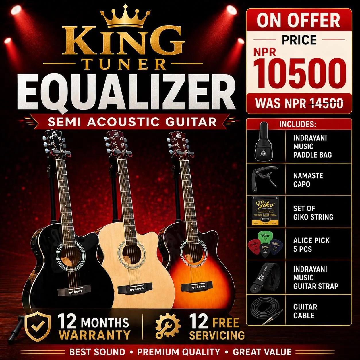 KING Tuner Equalizer Semi Acoustic Guitar