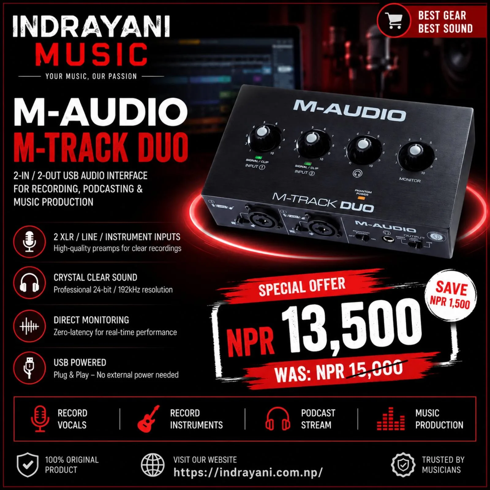 M-Audio M-Track Duo USB Audio Interface