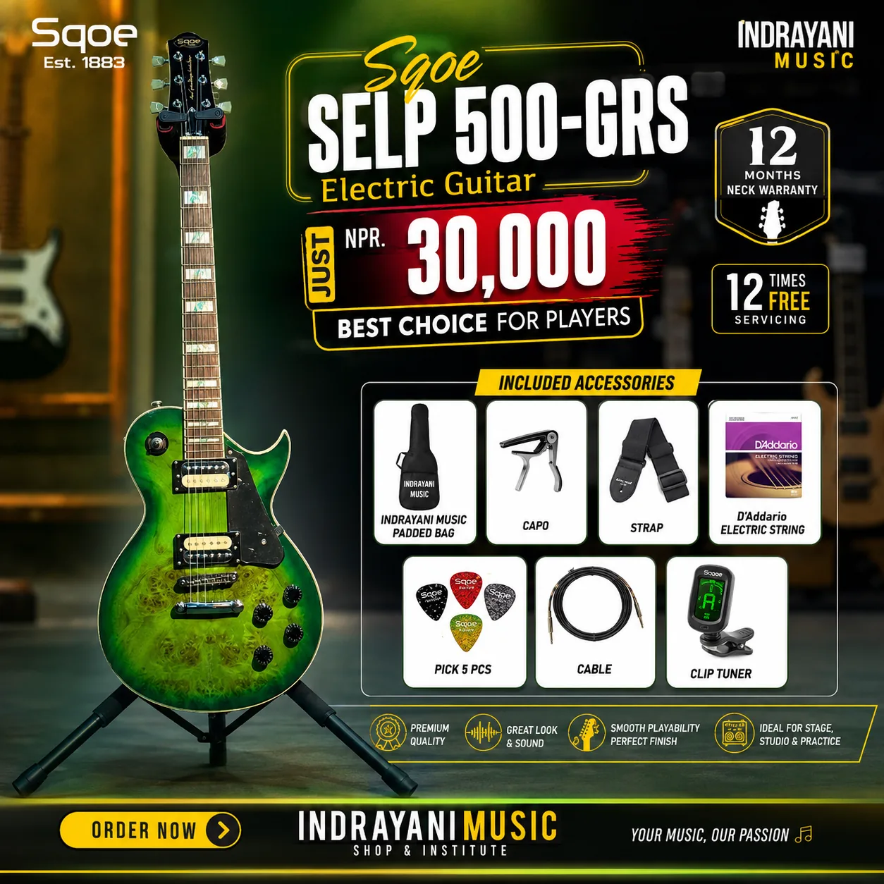 Sqoe SELP 500-GRS Electric Guitar