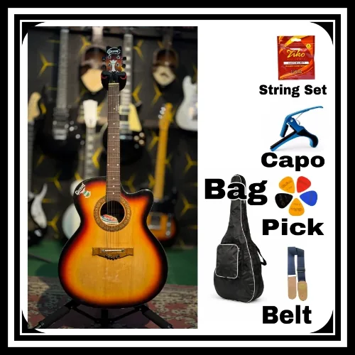 Venus Sunburst Cutaway Acoustic Guitar for Beginners